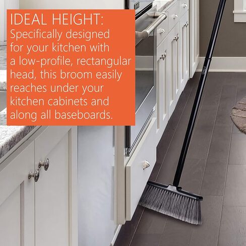 Fuller Brush Kitchen Broom with Clip-On Dustpan – Heavy Duty Floor Sweeper with Steel Handle & Fine Bristles - Dust Sweeping for Home/Kitchen & Warehouse Floors – Made in USA in Saudi Arabia