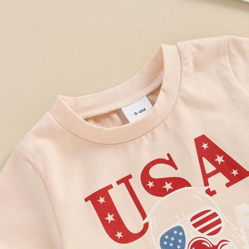4th of July Baby Boy Outfit Toddler Boys Summer 2PCS Sets American Flag Print Tops Elastic Casual Shorts Set in Saudi Arabia