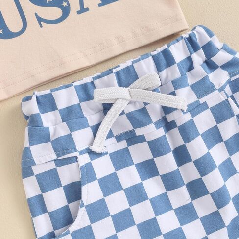 4th of July Baby Boy Outfit Toddler Boys Summer 2PCS Sets American Flag Print Tops Elastic Casual Shorts Set in Saudi Arabia