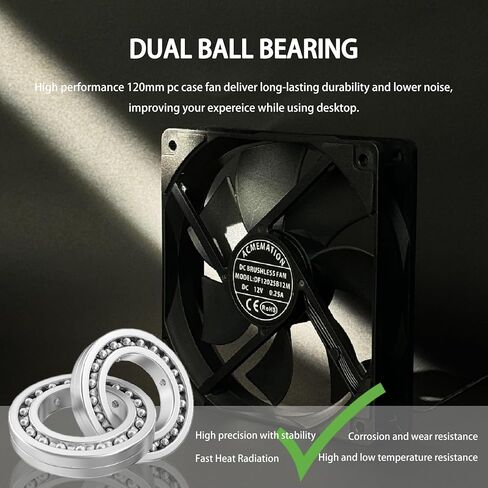 مراوح الكمبيوتر الشخصي مقاس 120 مم من PWM - مراوح علبة تبريد ذات 4 دبابيس مع 2700 دورة في الدقيقة بحد أقصى، ضوضاء منخفضة، مروحة تبريد عالية الأداء، أسود in Kuwait