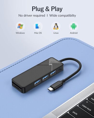 USB C to USB A Adapter, USB A Hub 3.0 for Laptop 4-Port, 5Gbps USB Multiport Adapter Convertor for Mac, MacBook Air Pro, PC, Compatible with Windows, Mac OS, Linux (Balck, 15cm) in Saudi Arabia