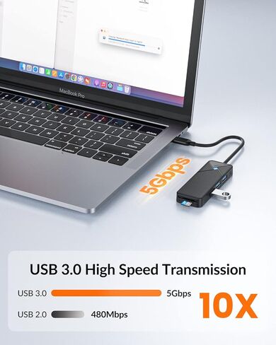 USB C to USB A Adapter, USB A Hub 3.0 for Laptop 4-Port, 5Gbps USB Multiport Adapter Convertor for Mac, MacBook Air Pro, PC, Compatible with Windows, Mac OS, Linux (Balck, 15cm) in Saudi Arabia