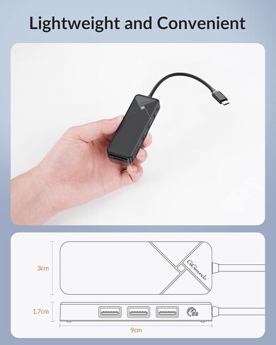 USB C to USB A Adapter, USB A Hub 3.0 for Laptop 4-Port, 5Gbps USB Multiport Adapter Convertor for Mac, MacBook Air Pro, PC, Compatible with Windows, Mac OS, Linux (Balck, 15cm) in Saudi Arabia