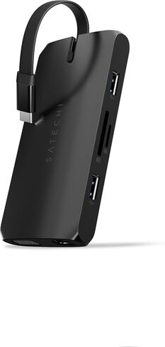 Satechi USB C Hub Multiport Adapter, USB C Docking Station 9 in 1, 4K HDMI, 100W USB C PD Charging, USB C Data, 2 USB-A, GbE, Micro/SD Card Readers, VGA, for MacBook, Windows - Black in Saudi Arabia
