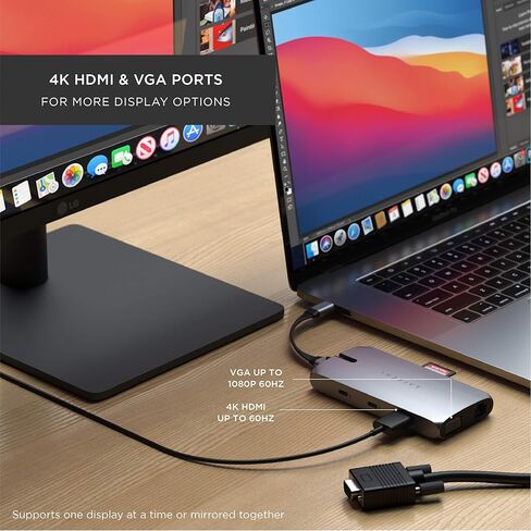 Satechi USB C Hub Multiport Adapter, USB C Docking Station 9 in 1, 4K HDMI, 100W USB C PD Charging, USB C Data, 2 USB-A, GbE, Micro/SD Card Readers, VGA, for MacBook, Windows - Black in Saudi Arabia