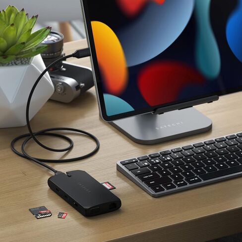 Satechi USB C Hub Multiport Adapter, USB C Docking Station 9 in 1, 4K HDMI, 100W USB C PD Charging, USB C Data, 2 USB-A, GbE, Micro/SD Card Readers, VGA, for MacBook, Windows - Black in Saudi Arabia