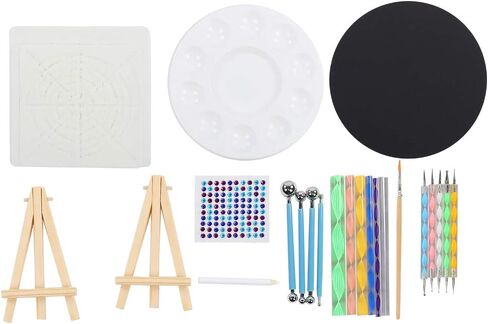مجموعة تنقيط ماندالا مكونة من 31 قطعة، أدوات تنقيط ماندالا مع استنسل ماندالا وأقلام تنقيط وصينية طلاء وحامل فني صغير in Kuwait