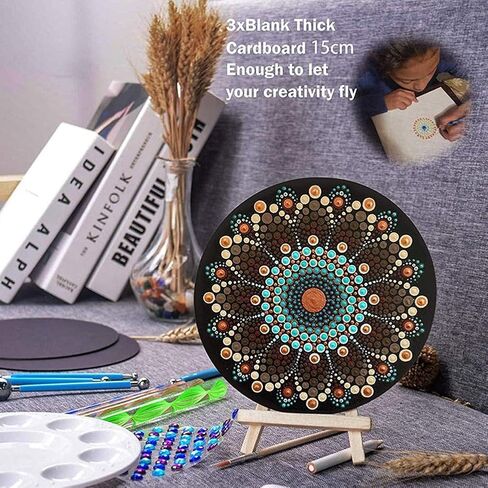 مجموعة تنقيط ماندالا مكونة من 31 قطعة، أدوات تنقيط ماندالا مع استنسل ماندالا وأقلام تنقيط وصينية طلاء وحامل فني صغير in Kuwait