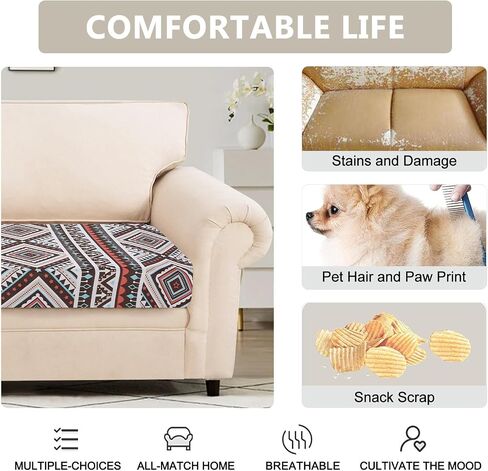 SearchI Stretch Printed Sofa Couch Cushion Covers Replacement Chair Cushion Slipcovers Sofa Seat Cover Furniture Protector Sofa Slipcover Soft with Elastic Bottom(Medium, Autumn Leaves) in Saudi Arabia