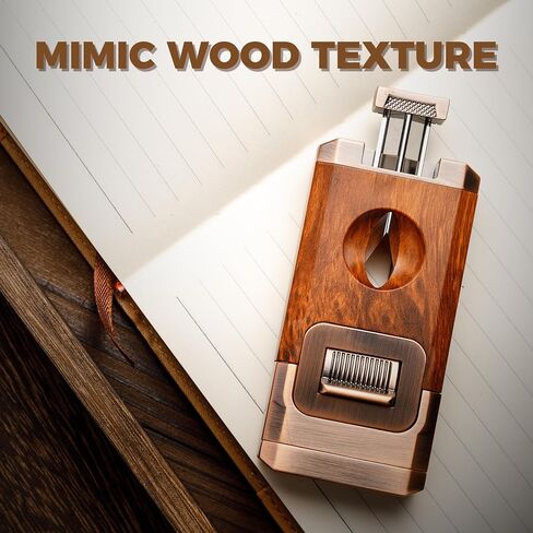 Woodronic Cigar Lighter with V-Cut Cigar Cutter and Cigar Holder, Refillable Dual Jet Lighter Without Butane, Lightweight and Windproof, Cigar Gift for Men, Brown in Saudi Arabia
