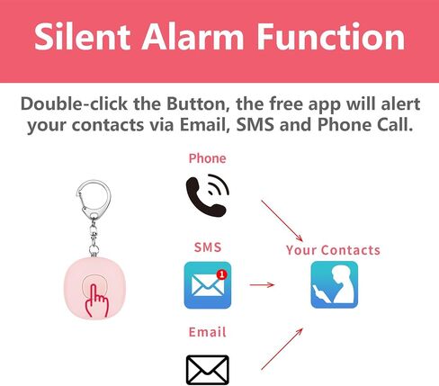 منبه شخصي للنساء مع التطبيق (يدعم iOS فقط، لا يدعم Android)، تنبيهات البريد الإلكتروني والرسائل القصيرة والمكالمات الهاتفية في حالات الطوارئ (يتطلب الاشتراك، غير مناسب للأطفال / كبار السن) in Kuwait