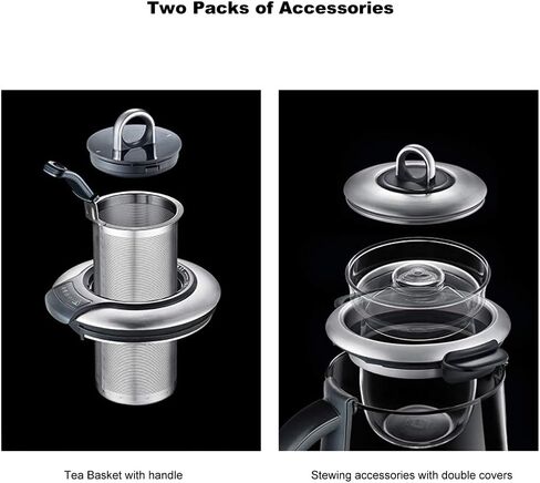 Buydeem K2973 ماكينة تحضير الشاي والمشروبات الصحية الرائدة وغلاية، 8 في 1 طباخ المشروب الرئيسي القابل للبرمجة، 1.5 لتر (0.396 جالون)، فضي in Kuwait