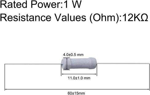 uxcell 50Pcs 12K Ohm Resistor, 1W 5% Tolerance Metal Oxide Film Resistors, Axial Lead, Flame Proof for DIY Electronic Projects and Experiments in Saudi Arabia