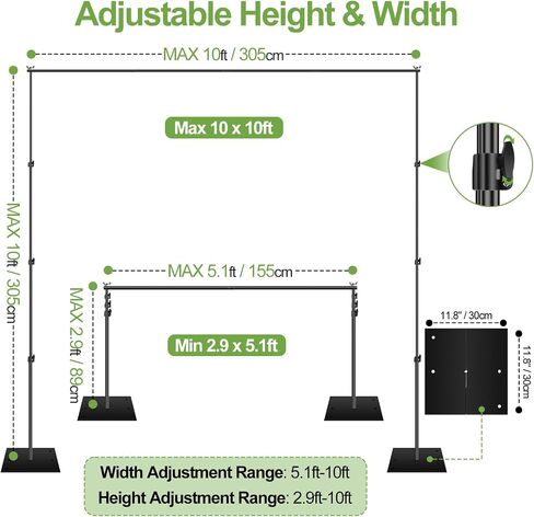 FUDESY Backdrop Stand Heavy Duty, 10x10ft Adjustable Pipe and Drape Stand in Kuwait