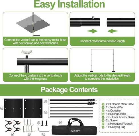 FUDESY Heavy Duty Backdrop Stand, 8.5x10ft Adjustable Photo Background Stand Support System Kit with Steel Base, Pipe and Drape Photography Backdrop Stand Kit for Parties Wedding Birthday in Kuwait