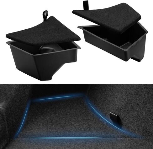 ل تسلا نموذج 3 هايلاند 2024 صندوق منظم الجذع مقاوم للماء الخلفي صندوق تخزين صغير صندوق جانبي مع غطاء السجاد الملحقات الداخلية 2 قطعة in Kuwait