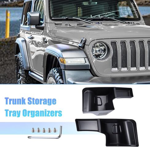 صندوق تخزين العجلة من X AUTOHAUX لسيارة Jeep Wrangler JL JLU 2018-2022، علبة تخزين منظم صندوق السيارة، صندوق جانبي للشحن الخلفي، صندوق توسيع البضائع، ملحقات السيارة الداخلية in Kuwait