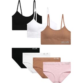 dELiA*s Girls Underwear Set - 7 Piece Soft Stretch Seamless Ribbed Training Bra and Hipster Panties (Sizes 7-16) in Kuwait