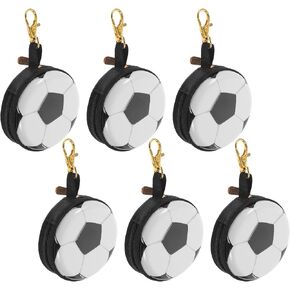 6Pcs Mini Soccer Change Purse, Football Shaped Coin Pouch Keychain, Game Day Party Favor Wallet Bag, School 2.76" in Saudi Arabia