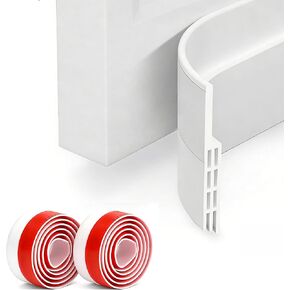 2 Pack Door Draft Stopper, Under Door Sweep for Exterior and Interior Doors, Weather Stripping Door Seal, Garage Window Noise Cold Air Insulation, Self Adhesive Draft Guard White 2" W x 39" L in Saudi Arabia