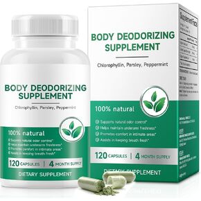 Body Deodorizing Supplement, (120 Capsules) Chlorophyll Capsules for Body Odor, Fresh Breath, Natural Odor Control Chlorophyll Pills for Men & Women,Vegan in Kuwait