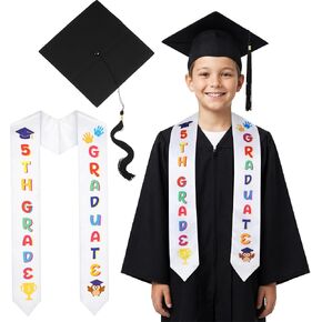 2 Pcs 5th Grade Graduation Cap and Stole, Unisex Colorful Grad Cap and Graduation Stole for Boys Girls Gift in Saudi Arabia