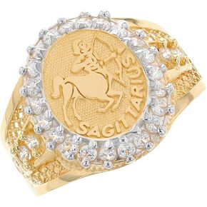 10k Solid Yellow Gold CZ Accented Men's Sagittarius Zodiac Ring in Saudi Arabia