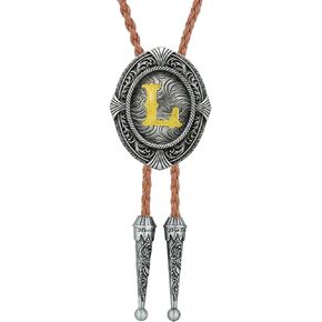 Btilasif Bolo Tie for Women Gold Initial Letter A-Z Leather Necktie Bolo Tie for Men Western Costume Cowboy Gifts in Kuwait