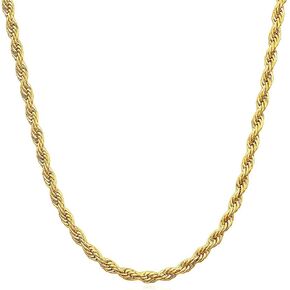 14K Solid Yellow Gold Twisted Rope Chain for Men & Women, Available in 1.5mm,2mm,3.2mm and 4.2mm Widths, 16"-36" Length Options in Saudi Arabia