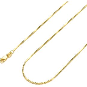 14K Gold Box Chain Necklace for Women 14K Gold Necklaces for Women Gold Chain for Womens Tiny Square Links for Smooth Row Box Chains for Men 14/16/18/20/22/24/26in in Saudi Arabia