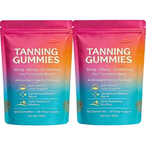 Skin Tanning Gummies – Antioxidant Beauty Gummies with Beta-Carotene & Lycopene, Supports Healthy-Looking Skin, Daily Routine, 60 Count (1pc) in Saudi Arabia