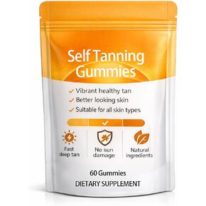 Tanning Gummies, Sunless Tanning Supplement with Astaxanthin, Beta-Carotene, Vitamin C, Turmeric + Mango Extract | Nourishes Skin & Improves Sleep | Vegan & Sugar Free - 60 Count in Saudi Arabia