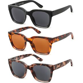 JOLISU 3 Pack Full Lens Reading Sunglasses for Women - Oversized Sun Readers with UV400 Protection Eyeglasses in Kuwait