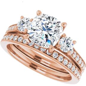 1-3 CT Moissanite Solitaire Engagement Ring Set for Women | Three-Stone Bridal Wedding Sets | 925 Sterling Silver, 10K/14K/18K Solid Gold & Size 4-12 in Saudi Arabia