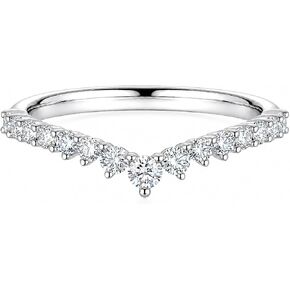 AURALUME Lab Grown Diamond V Wedding Band 0.42cttw D Color VVS Clarity 3EX Cut Round Diamonds S925 Stackable Curved Anniversary Eternity Ring for Women in Saudi Arabia