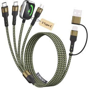 Travel 3 in 2 Charging Cable for Apple iWatch Charger, Travel Essentials USB-A/USB-C Multi Charging Cable/Cord for All Devices Compatible for iWatch Ultra/SE/10-1, iPhone16 15 14, Android-5FT in Saudi Arabia