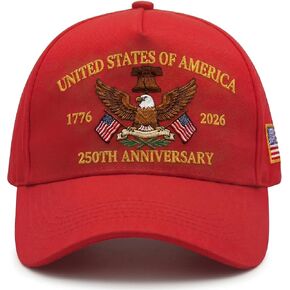 250 Anniversary USA Hat, Patriotic Embroidered America Baseball Cap, Adjustable 1776-2026 Hat for Men Women in Kuwait