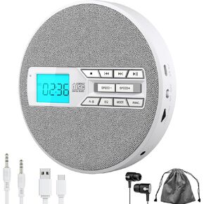 CD Player Portable, Rechargeable Portable CD Players for Home, Built-in Speakers and Headphones Supports CD/U Disk/AUX/A-B Repeat/LCD Display/10 Speeds/Anti Skip, for Home/Car CDP-3030 in Saudi Arabia