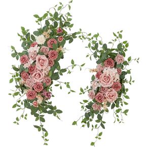 Ting's time Wedding Arch Flower Pack of 2 Artificial Silk Large Flower Swag Wedding Arches for Ceremony Reception Backdrop Floral Decor for Fall Wedding Party Ceremony (Dark Pink) in Saudi Arabia