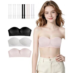 Etdane Girls Strapless Bra for Teens Bandeau Bras with Clear Straps 10-12 12-14 14-16 Wireless Girl Training Bra Size 32-36 in Kuwait