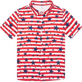 Lovekider 2-10 Years Boys 4th of July American Flag Patriotic Shirt USA Button Up Independence Day Shirt in Kuwait