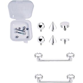 Surface Piercing Jewelry Titanium F136 14 Gauge Staple Bar Piercings Jewelry 2PCS with 6PCS Replacement Piercing Tops,10mm/12mm in Saudi Arabia