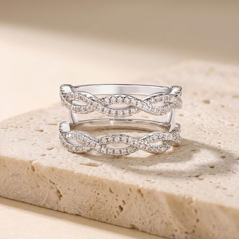 Ring Enhancer for Engagement Rings Twisting Infinity Metal Ring Guard 5A CZ Silver 18K Plated Size 5-10 in Saudi Arabia
