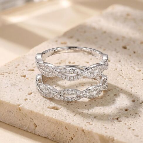 Ring Enhancer for Engagement Rings Twisting Infinity Metal Ring Guard 5A CZ Silver 18K Plated Size 5-10 in Saudi Arabia