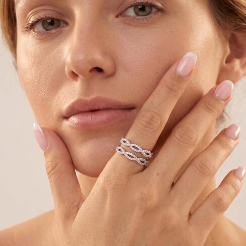 Ring Enhancer for Engagement Rings Twisting Infinity Metal Ring Guard 5A CZ Silver 18K Plated Size 5-10 in Saudi Arabia