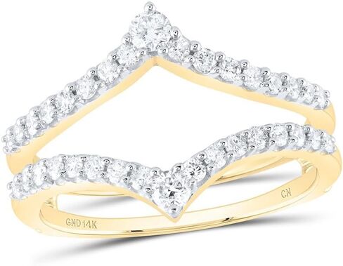 Jewels By Lux 14K Yellow Gold Womens Round Diamond Ring Guard Wrap Enhancer Wedding Band 1/2 Cttw In Prong Setting with natural round shape white diamond in Kuwait
