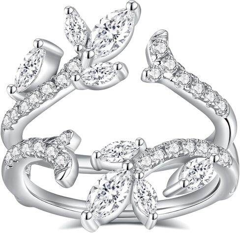 Moissanite Ring Enhancer for Women Curved Wedding Band Guard Ring 925 Sterling Silver 18K White Gold Plated 1.88CTTW Marquise Cut D Color VVS1 Moissanite Double Enhancer for Engagement Wife Gift in Saudi Arabia