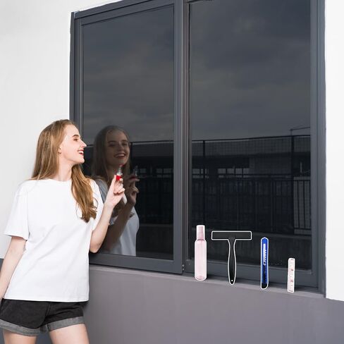 One Way Window Privacy Film with Tools, Malleable Window Tint for Home, Two Sided Protective Film, Static Cling, Removable, Reusable, Anti-UV, Anti-Glare, Heat Blocking (Black, 17.5Inch×78.7Inch) in Kuwait