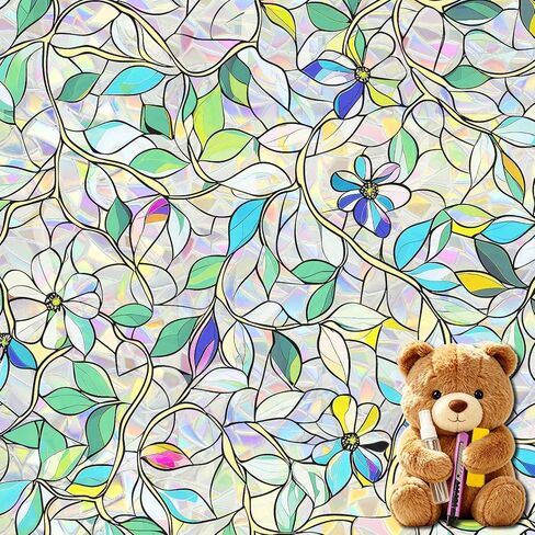 SOMWISE Window Privacy Film with Tools, Day & Night Privacy, Static Cling Stained Glass Decor, Tint for Home Room, Removable, Reusable, Anti-UV, Anti-Glare, Heat Blocking(Blue, 17.5Inchx78.5Inch) in Saudi Arabia