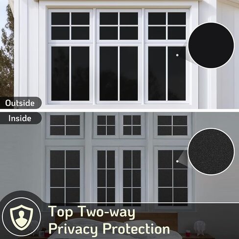 LUTE Blackout Window Film Removable Window Tint for Home Privacy Black 17.5" x 78.7", Static Cling for Inside Dark Sunlight Blockers Darkening Light Blocking for Bedroom Home Theater Garage in Saudi Arabia